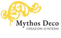 Logo Mythos Deco CREAZIONI D'INTERNI nero e giallo